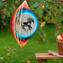 Aoedelyart 3D Animations Horse Wind Spinner for Yard and Garden,12Inch Wind Spinners Outdoor Horse Memorial Gift for Women Mom Grandma Wife,Garden Decor Metal Kinetic Yard Art Wind Sculpture