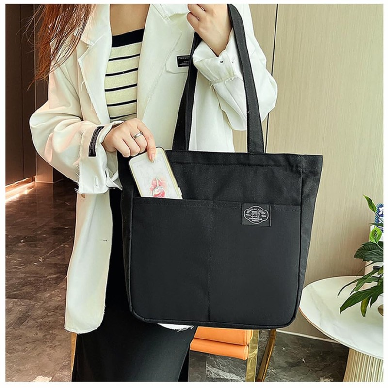 deoway Tote Bag, Canvas Tote Bag, A4, Large Capacity, Shoulder