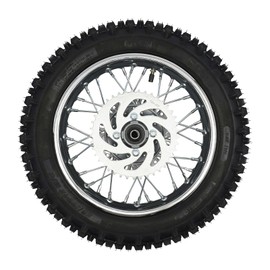 12In Rear Wheel 80/100-12 Motorcycle Dirt Bike Tires With Brake Disk+Gear Disk Rear Wheel Tire Rim Direct Replacement For Dirt Bikes Pit Bikes And Motorcycles 50Cc 70Cc 90Cc 110Cc 125Cc 140Cc