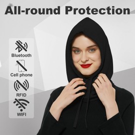 NIULAFR Faraday Protection Hat, RF Shielding Hat for WiFi Protection, Covering Neck, Head, Black