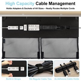 ERGO COLLECT No Drill Under Desk Cable Management and Privacy Panel 2 in 1 | Modesty Panel with Cord Organizer |Felt Standing Desk Back Skirt for Office,Home(47.2")