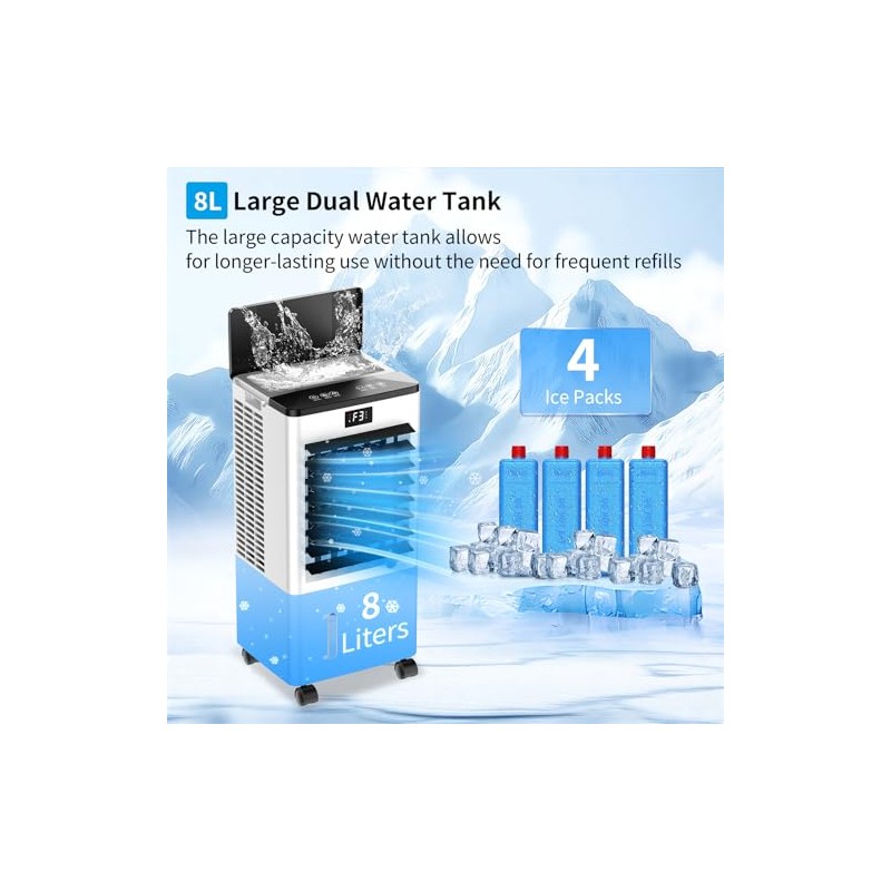 Mobile Air Conditioner, Air Cooler with 3 Modes (Normal/Natural/Sleep), 12H
