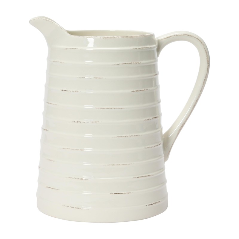 Creative Co-Op White Ceramic Pitcher