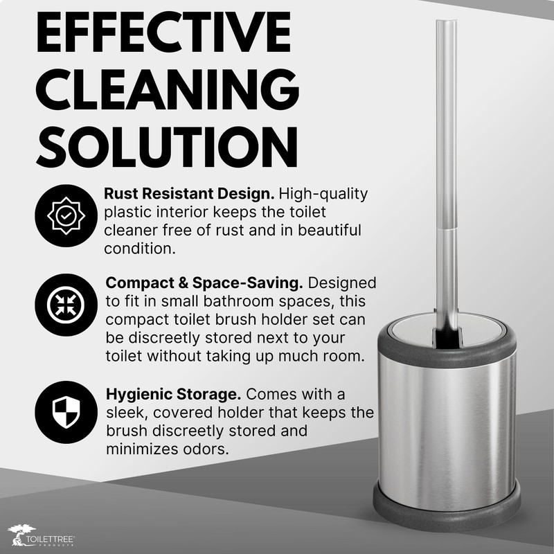 ToiletTree Products Toilet Brush with Lid - Sleek Toilet Bowl