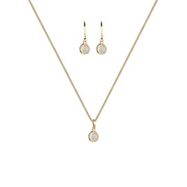 Elli Women's Moonstone Pendant Earrings Set in Gold-Plated 925 Sterling Silver, Sterling Silver, Moonstone