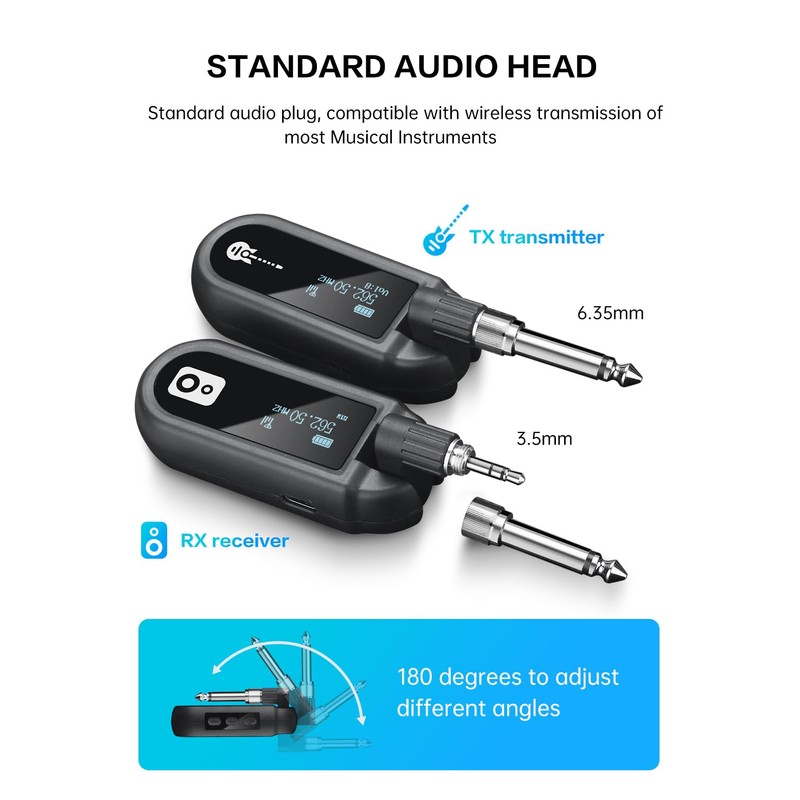 EBJ Wireless Guitar System UHF Wireless Guitar Transmitter Receiver Rechargeable