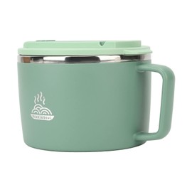 Ramen Bowl Set 1200ML, Stainless Steel Ramen Bowl Bowl with Lid and Handle, Anti-Scald, Slot Design, Convenient Cooking, Versatile, Portable (Green)