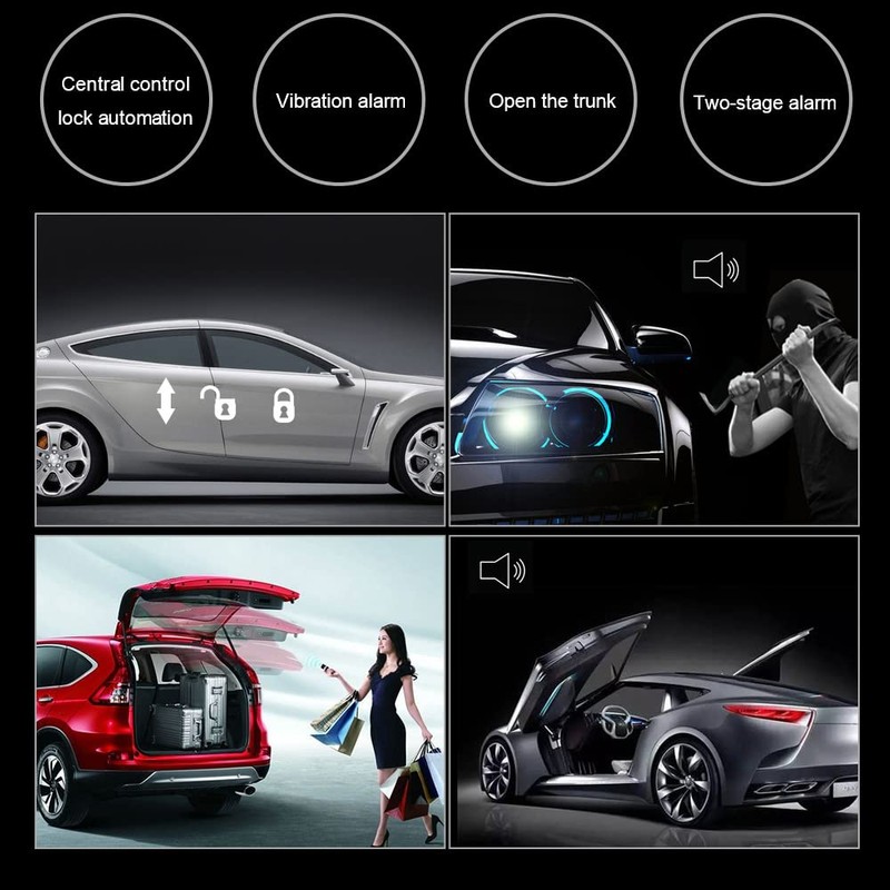 Shkalacar NEW Car Alarm System with 2 Door Remote Central