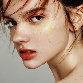 Xolixorium 10pcs Glitter Freckles Face Tattoo - Gold & Silver Speckles Makeup Patches for Festival/Cosplay/Photo Shoots