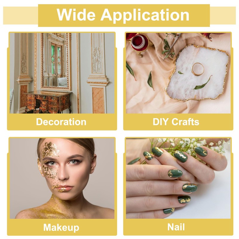 sourcing map 50 Pcs Gold Leaf Sheets 5.5" x 5.5"