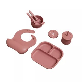 Complete BPA free feeding Set| 8 Piece Weaning Set | Silicone feeding silverware