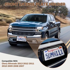 Front License Plate Mount for Chevy Silverado 2007-2013, No Drill Front License Plate Holder Bracket, Easy Install Bumper Tag Mount Replacement for 68274215AE