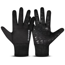 SAWANS Warm Winter Gloves Running Cycling Gloves Touch Screen Anti-slip for Men Women Cold Weather Driving Sports Outdoor Bike Gloves Hiking Ski Climbing Riding Walking (Black, L)