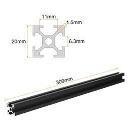 uxcell 4 Pcs T Slot 2020 Aluminum Extrusion Profile European Standard 300mm x 20mm Anodized Black Linear Rail Extrusion Frame for 3D Printer, CNC, DIY