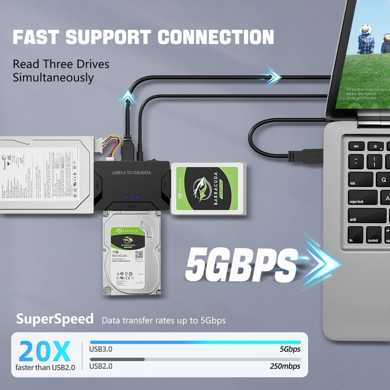 MaxRenard Hard Drive Reader USB 3.0 to SATA/IDE Adapter |