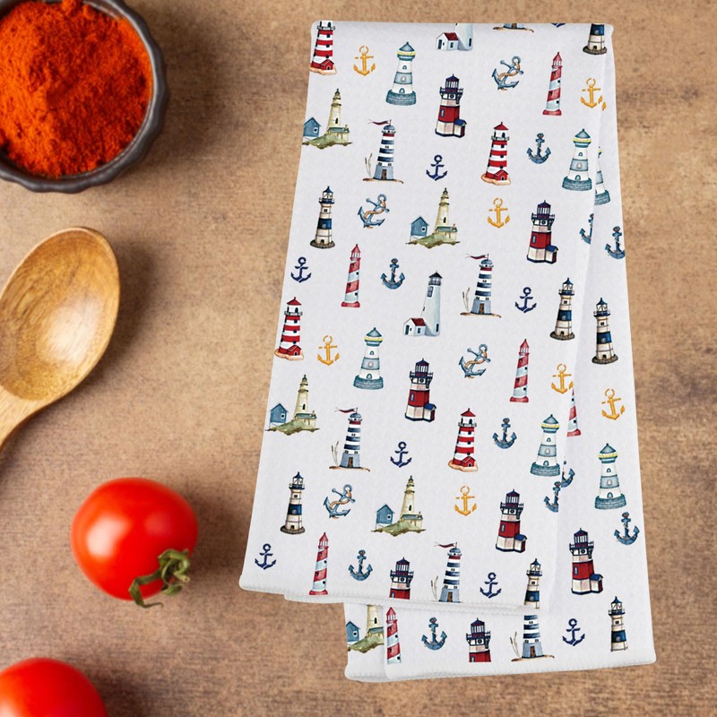 MYSOMY Lighthouse Kitchen Towel Lighthouse Anchor Towels Lighthouse Housewarming Gift