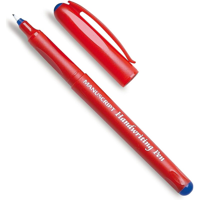 (Pack of 20) Manuscript Blue Handwriting Pens Comfort Grip School