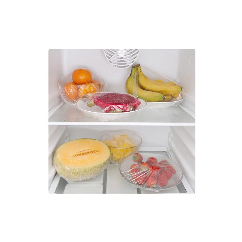 MKISHINE Pack of 100 Food Storage Bags, Elastic, Stretchy, Adjustable