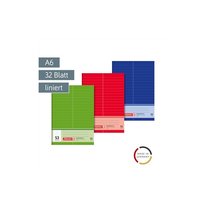 Brunnen 1046925 Vocabulary Book (A6 32 Sheets Ruled with Divided