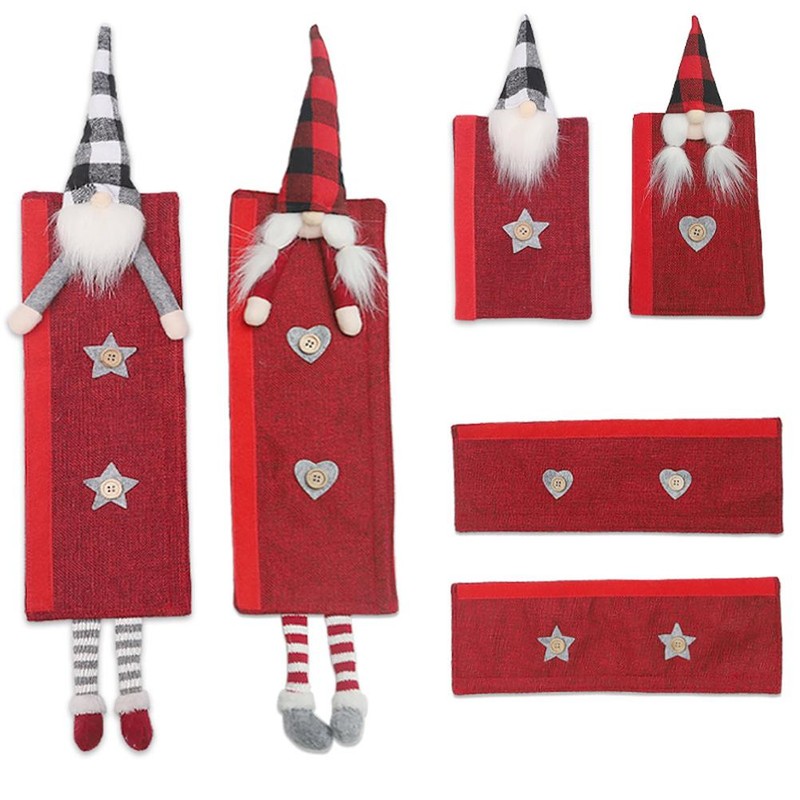 6 Pcs/Set Christmas Refrigerator Door Handle Covers Faceless Dwarf Antiskid