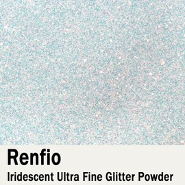 Renfio Iridescent Ultra Fine Glitter Powder Resin Supplies Glitters 1.94 Oz (55g) PET Flake Crafts Sequins 1/128" 0.008" 0.2mm Epoxy Chips Flakes for Tumbler Slime Olympic Decorations - Colorful White