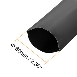 sourcing map Heat Shrink Tubing, 60mm Dia 98mm Flat Width 2:1 Shrinkable Tube Wraps Electric Insulation Wire Bundling 1m - Black
