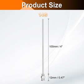 HARFINGTON 10pcs Dispensing Needles 14 Gauge 4 Inch Stainless Steel Blunt Tip Luer Connector for Refilling Glue Oil Thick Liquids Ink Lab Use, Silver