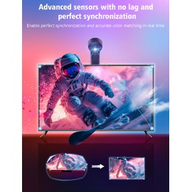 Smart TV LED Backlight with HD Camera for 55-65in TV, 14.7Ft IC & RGB Strip Lights Sync to Screen & Music Timer with App & Remote