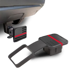 Trailer Hitch Cover, 2 Inch Trailer Hook Dust-Proof Plug, Square Mouth Protection Cover with American Flag, Tow Hitch Covers Plug Insert Receiver Tube Cover Cap (Black Red Line)