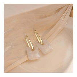 Hot Pink Earrings Acrylic Square Drop Earrings Red Resin Earrings Multicolor Lightweight Geometric Earrings Birthday Party Jewelry Gifts for Women (White)