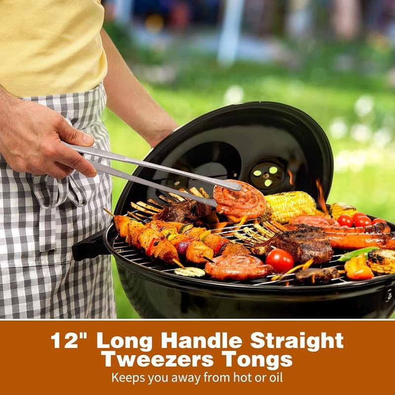Fine Tweezer Tongs,4Pcs Cooking Tweezers,6.3Inch Stainless Steel Food Tweezers,Kitchen Tweezer