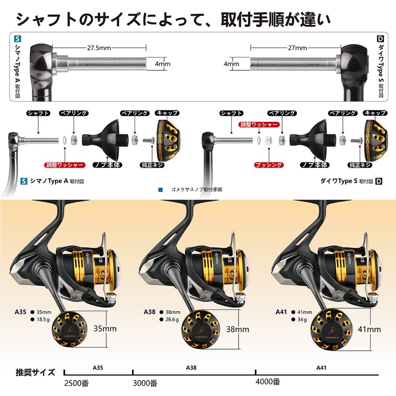 GOMEXUS 1.5 inches (38 mm) Power Handle Reel Knob for