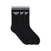 Emporio Armani Intimates Men's 3 Pack Eagle Crew Socks, Black/Black/Black,