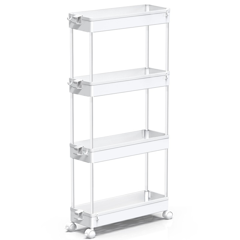 SPACEKEEPER Slim Rolling Storage Cart 4 Tier Bathroom Organizer Mobile