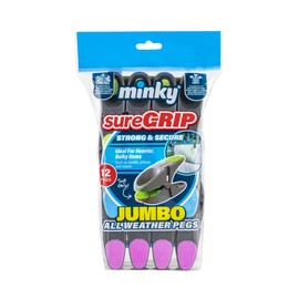 Minky VT86693F10 Sure Grip Jumbo Pegs, Multi-Colour, Pack of 12