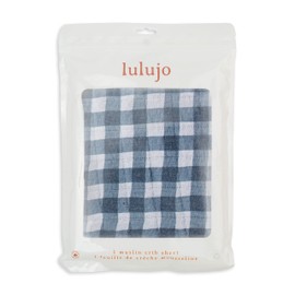 Lulujo Soft Cotton Baby Crib Sheet (Navy Gingham)