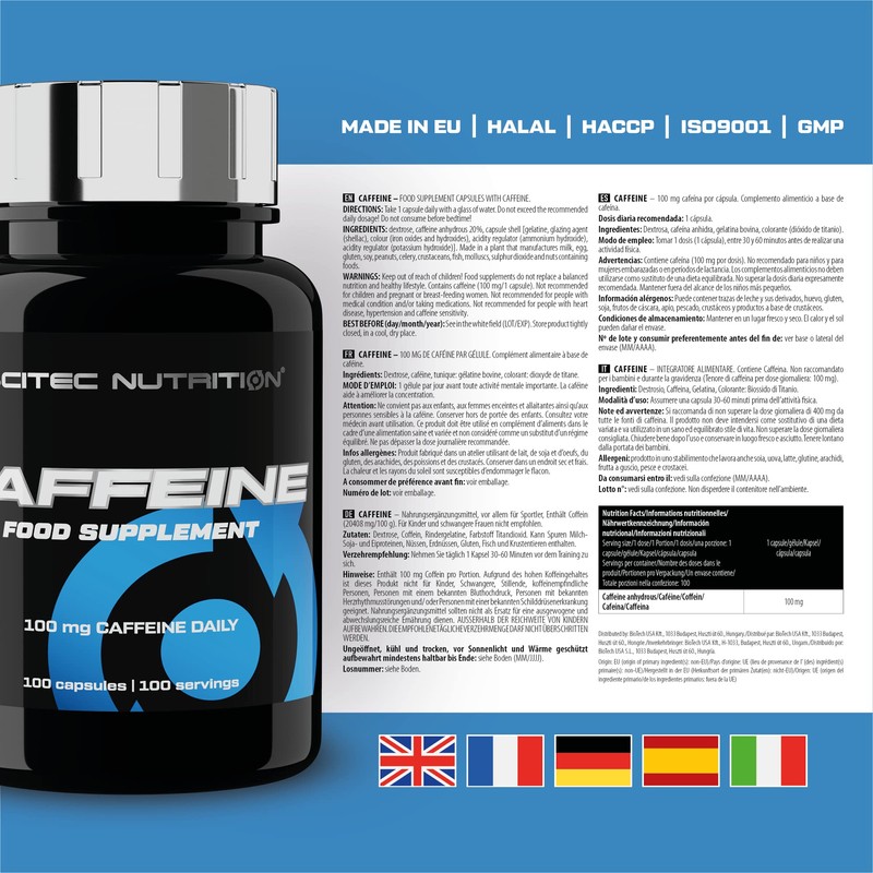 Scitec Nutrition Caffeine – 100 mg Pure Caffeine – for