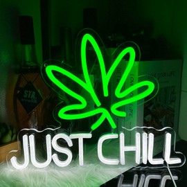 Green Leaf Neon Sign for Wall Decor Bedroom Leaf Weed LED Neon Lights Signs for Beer Bar Man Cave Club Light up Signs for Game Room Hotel Birthday Party