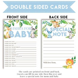 Amanda Creation Watercolor Jungle Animals Boy Baby Wishes Cards 20, 4"x6" - Great Keepsake and Fun Activity for Baby Showers - Wishes for Baby Keepsakes Last Generations - Fill-In, Double-Sided Cards