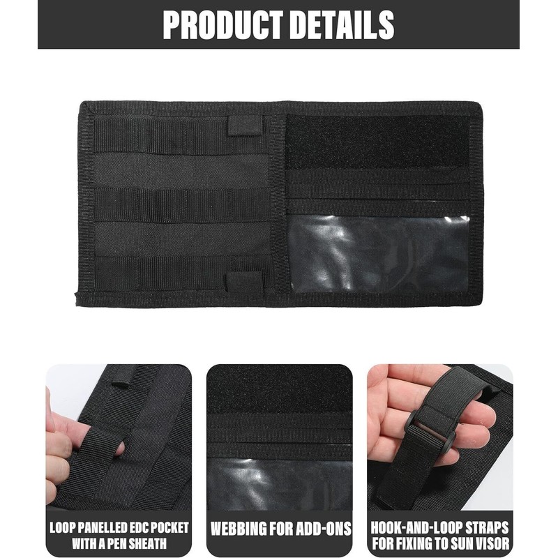 Unbranded Tactical MOLLE Car Sun Visor Organizer Pocket Sunglass Card