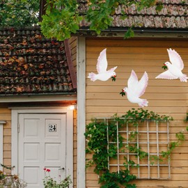 J-Fly Dove Wall Decor Metal Wall Decor Outdoor Indoor Ornament Suitable For Bathroom Living Room Garden Wall Decoration 9 Inch 3 Pack