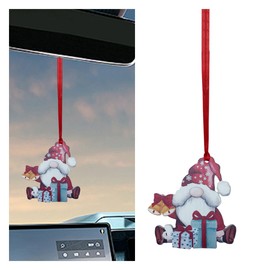 Christmas Car Ornament, Car Rear View Mirror Charm, 2D Flat Acrylic Hanging Pendant Accessories, Christmas Tree Decor Present (Style 2)