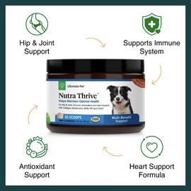 Ultimate Pet Nutrition Nutra Thrive Canine, 40-in-1 Nutritional Powder Supplement for Dogs with Digestion and Immune Support, Vitamins, Minerals, Probiotics, Enzymes, 30 Scoops (Pack of 3)