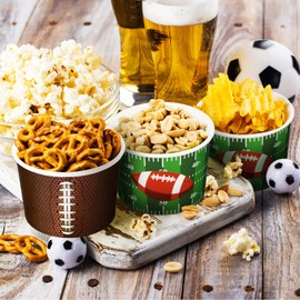 80 Pcs Football Party Supplies Football Snack Bowl 9 oz Game Day Football Bowls Paper Cups Football Serving Bowl Disposable Paper Bucket for Family Dinner Tailgate Parties Sports Event, 2 Styles