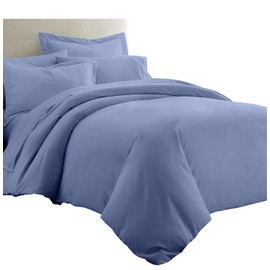 Royal Tradition 100% Cotton Percale Weave 3PC Duvet Cover Set Cool and Crispy Comforter Cover with Shams (King/Calking, Solid Periwinkle)