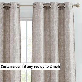 HLC.ME Avalon Jacquard Slub Texture - Privacy Curtains with Grommet Lightweight Window Curtains Drapery Panels for Bedroom, Dining Room & Living Room, 2 Panels (37 x 96 Inch, Taupe)