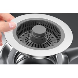 Kitchen Sink Drain Strainer and Sink Stopper Combo, New Upgraded Sink Bounce Core Drain Strainer, Universal Kitchen Sink Drain Basket and Drain Stop Replacement (Style 1)