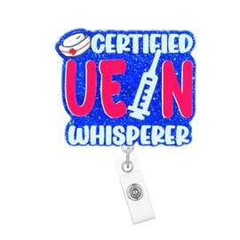 Arakulago Phlebotomy Badge Reel Retractable Phlebotomist Nursing Badge Holder with ID Clip Accessories Funny Nurse Certified Vein Whisperer Medical Assistant RN CNA Name Badge Clip Doctor Hospital