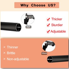 Black Curtain Rods for Windows 18-144 Inch,Adjustable Length 1 Inch Diameter Heavy Duty Curtain Rod for Bedroom/Kitchen/Dorm/Apartment/Door