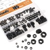 Keadic 185 Pieces Metric Black Zinc Plated Nylon Insert Lock